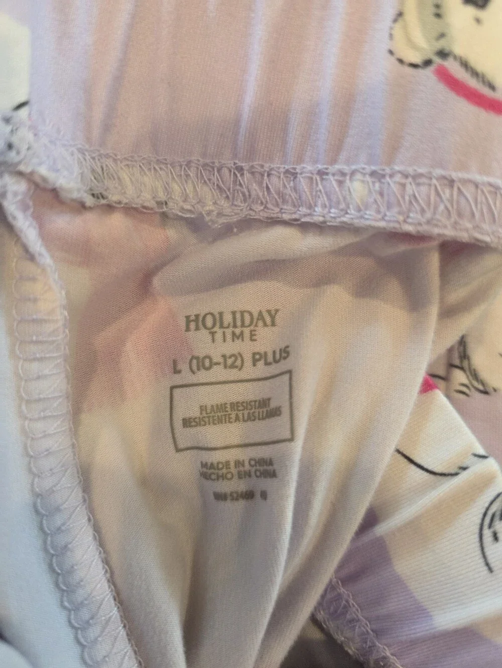 Holiday Time Girls L 10-12 Plus Animal Pajama Set Purple With Winter Polar Bears